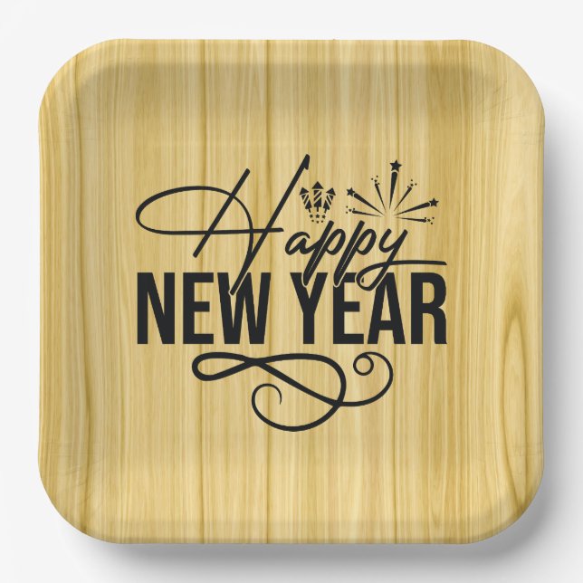 Happy New Year-83852 Paper Plate (Front)