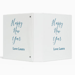 Happy new year add name love blue simple minimal h binder