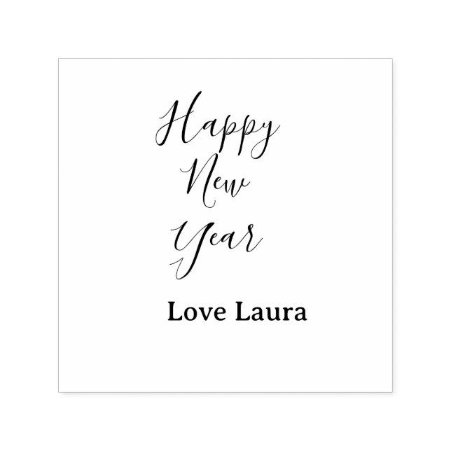 Happy new year add name love blue simple minimal h self-inking stamp (Design)