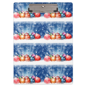 Happy New Year and Merry Christmas baubles Clipboard