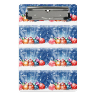 Happy New Year and Merry Christmas baubles Mini Clipboard