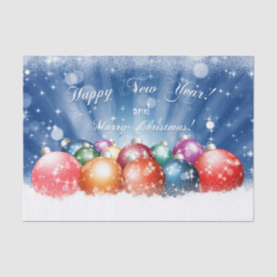 Happy New Year and Merry Christmas baubles Tissue Paper