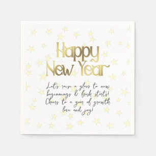 Happy New Year and Wishes Gold Napkin