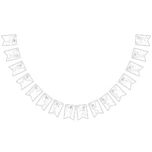 Happy New Year B&W Handdrawn Dancing Queen Bunting Flags