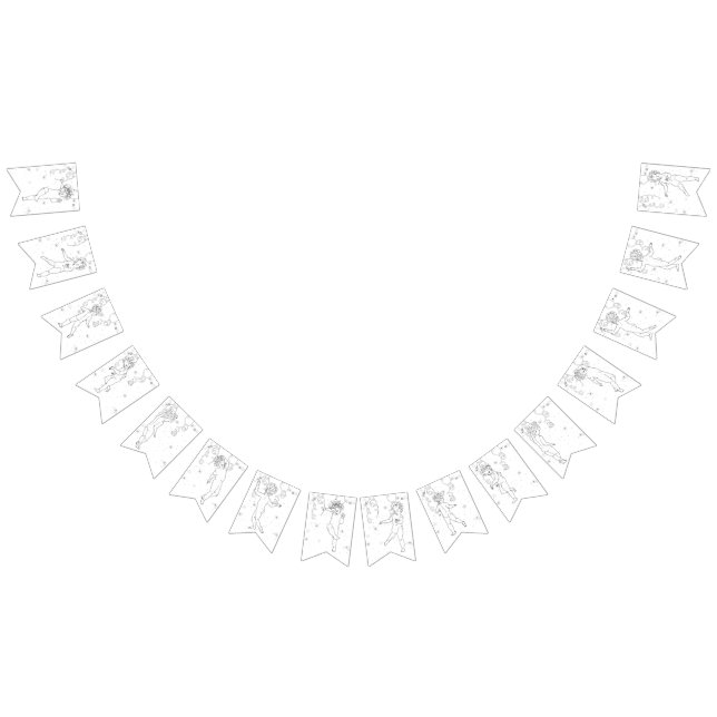 Happy New Year B&W Handdrawn Dancing Queen Bunting Flags (All)