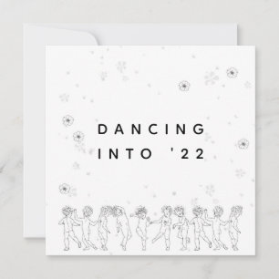Happy New Year B&W Handdrawn Dancing Queen Invitation