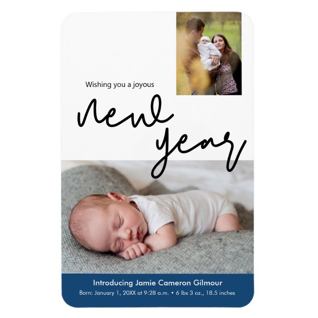 Happy New Year Baby Birth announcement Magnet (Vertical)