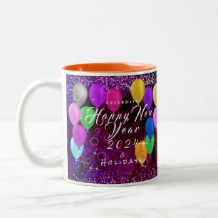 Happy New Year Balloon Two-Tone Coffee Mug
