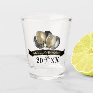 Happy New Year Balloons add date shot glass