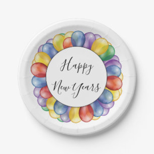 Happy New Year Balloons Paper Plate