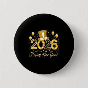 Happy New Year Balloons Party 2026 Together Family 2 Inch Round Button