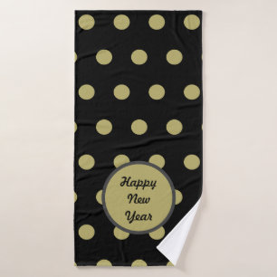 Happy New Year Bath Towel (Black & Gold)