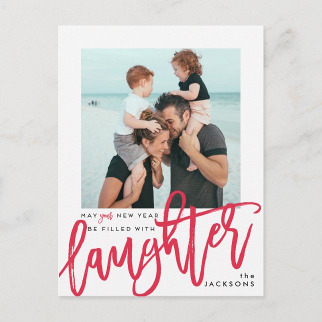 Happy New Year Be filled with Laughter Holiday Postcard (Front)