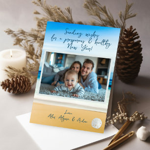 Happy New Year Beaches One Photo Flat Holiday Card