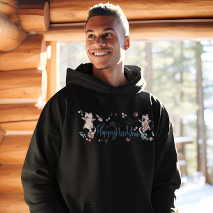 Happy New Year Between Kittens Balanced On A Yarn  Hoodie