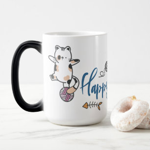 Happy New Year Between Kittens Balanced On A Yarn Magic Mug