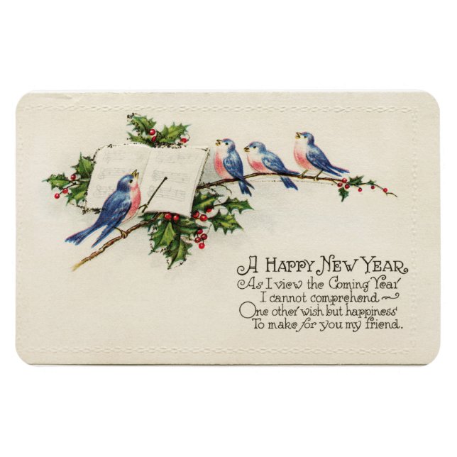 Happy New Year Birds Magnet (Horizontal)