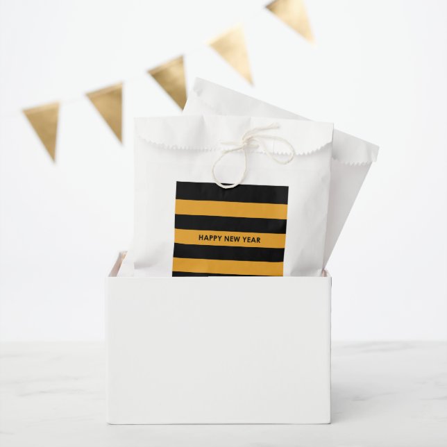 Happy New Year Black and Yellow Favour Bag (Party)