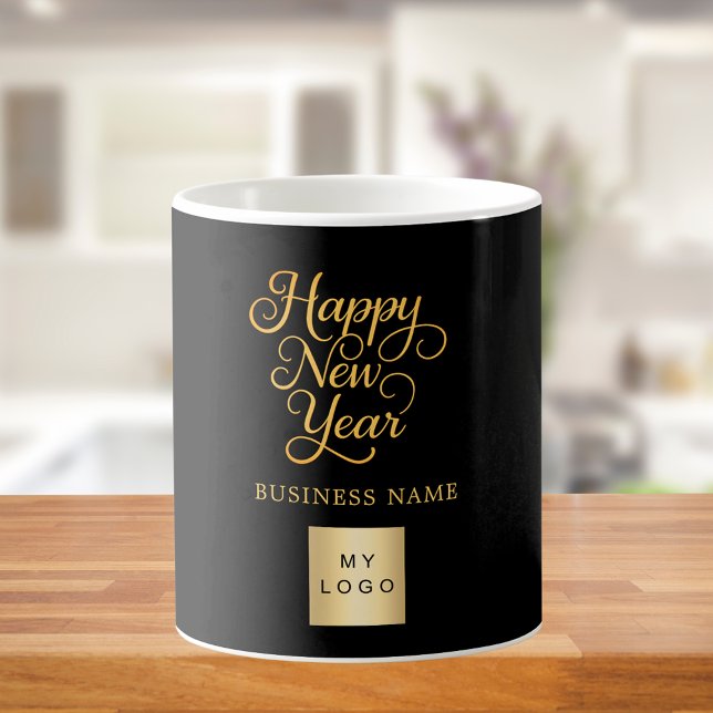 Happy New Year black gold business logo Coffee Mug (Creator Uploaded)