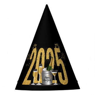 Happy New Year - Black Gold Party Hat