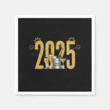 Happy New Year - Black Napkin