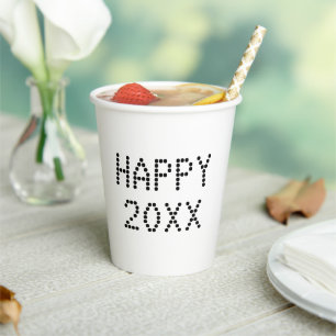 Happy New Year black white custom number modern Paper Cups