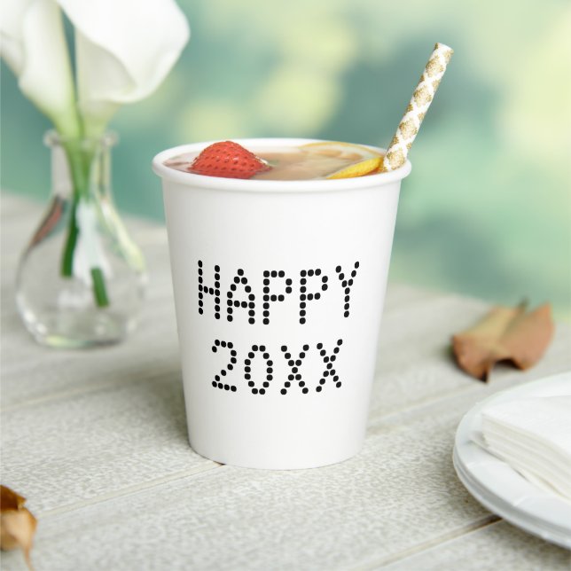 Happy New Year black white custom number modern Paper Cups (Insitu)