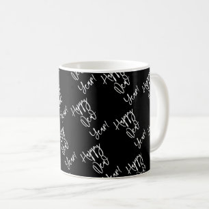 Happy New Year! Black White Modern Typography Coffee Mug