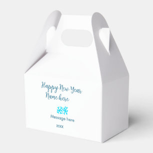 Happy New Year blue snowflakes modern rusticsimple Favor Box