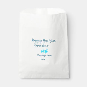 Happy New Year blue snowflakes modern rusticsimple Favour Bag