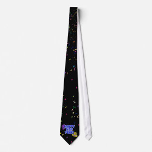 HAPPY NEW YEAR! Blue Text w/Party Hats Tie