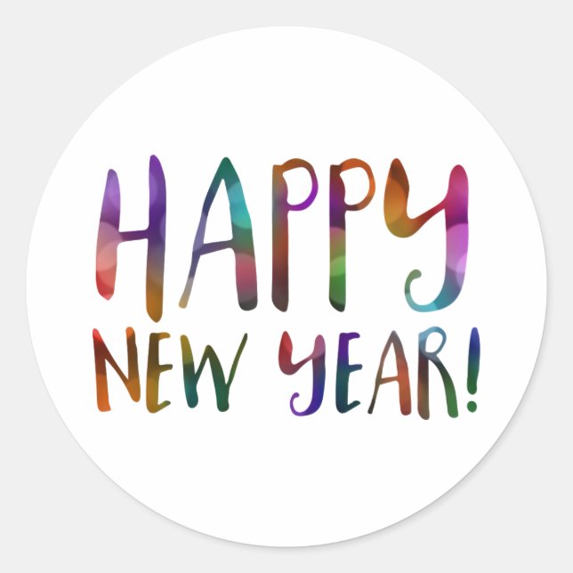 happy new year bokeh classic round sticker (Front)