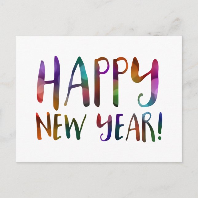 happy new year bokeh holiday postcard (Front)