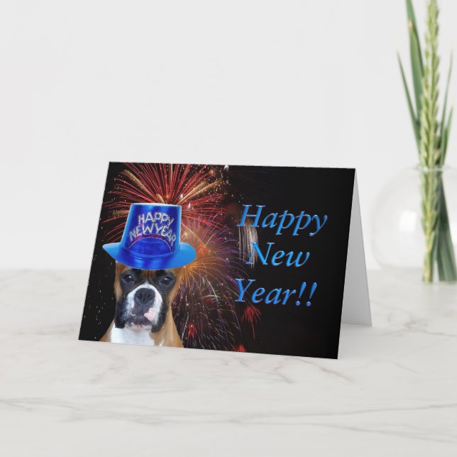Happy New Year boxer greeting card (Front)