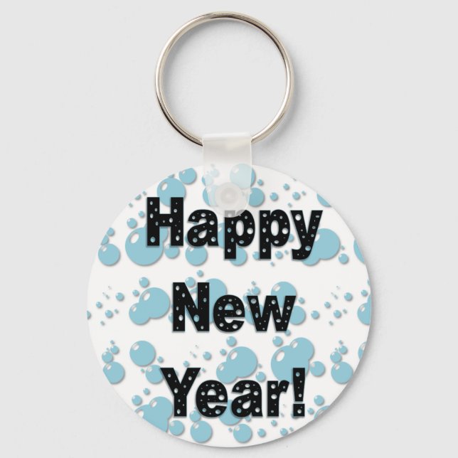 Happy New Year Bubbles Keychain (Front)