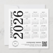 Happy New Year Business 2026 calendar Logo QR Code