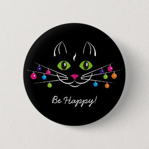 Happy New Year Button "Be Happy"