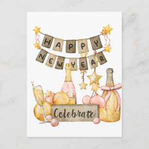 Happy New Year Celebrate Postcard
