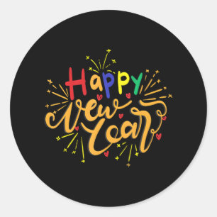 Happy New Year Celebrating 365 New Days New Years Classic Round Sticker