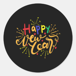 Happy New Year Celebrating 365 New Days New Years Classic Round Sticker