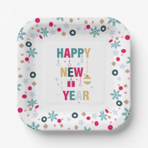 Happy New Year celebration Paper Plate