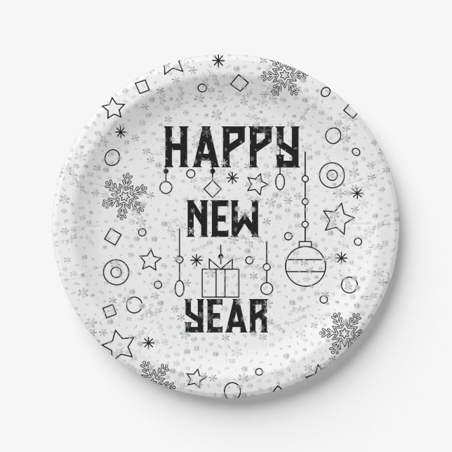 Happy New Year celebration Paper Plate (Front)