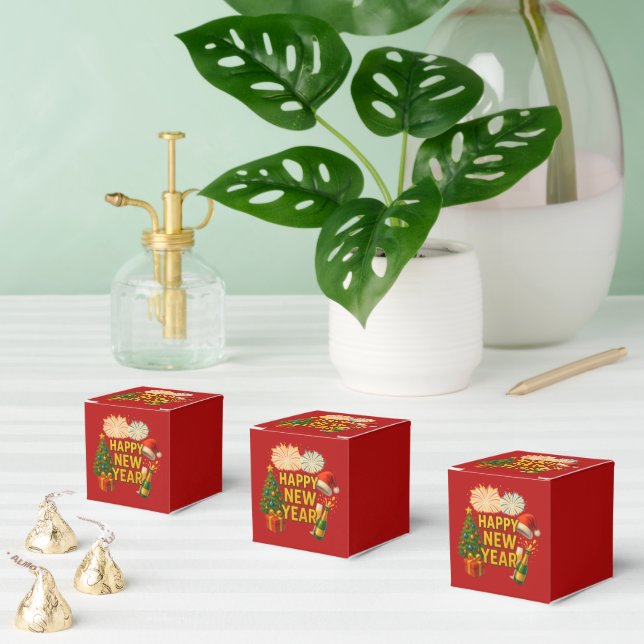 Happy New Year Celebration Sticker  Favor Box (Multiple)