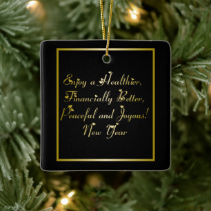 Happy New Year Ceramic Ornament