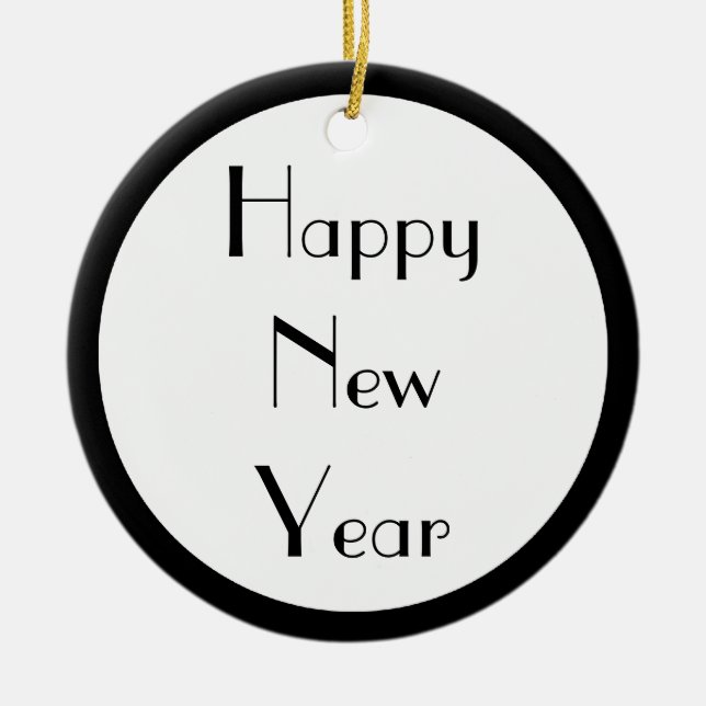 Happy New Year Ceramic Ornament (Front)
