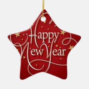Happy New Year Ceramic Ornament