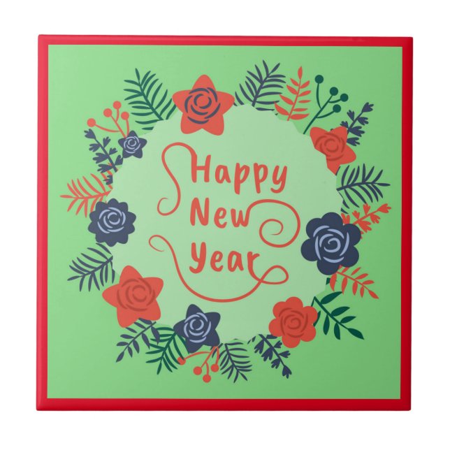 HAPPY NEW YEAR  CERAMIC TILE (Front)