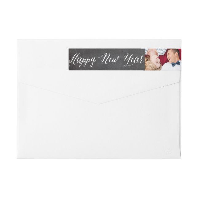 Happy New Year Chalk Holiday Photo Address Labels (Back)