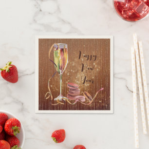 Happy New Year Champagne and Cookies Napkin