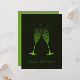Happy New Year Champagne Flutes Dots Card